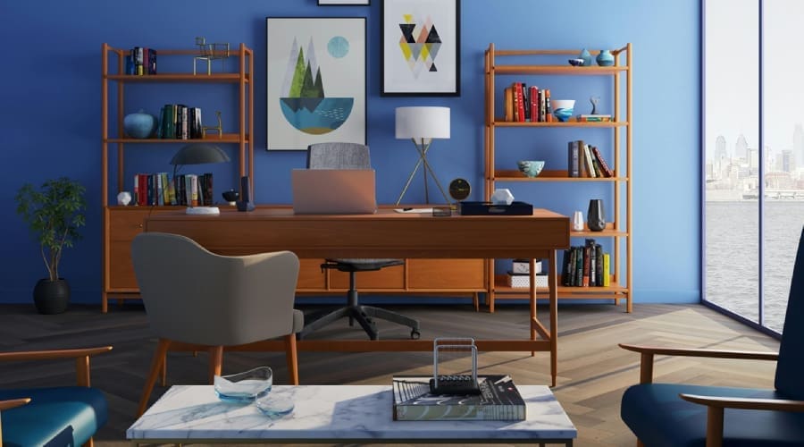 Modern Office With blue walls