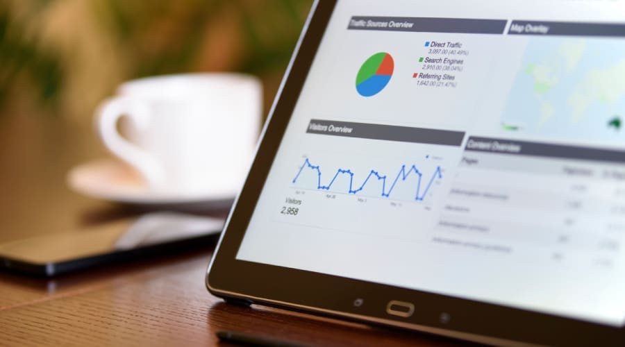 SEO analytics dashboard showing website search performance data.